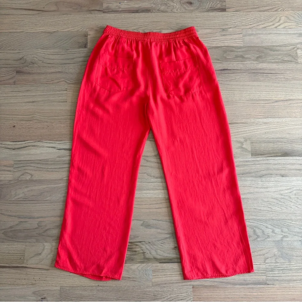 Zara Flowy Red Drawstring Pants Viscose/ Lyocell XL - Picture 10 of 11